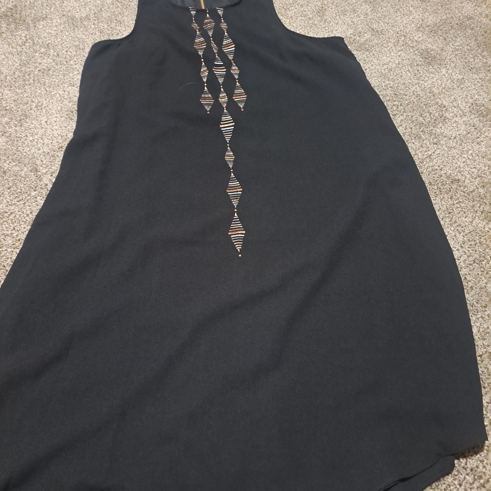 Apt. 9 Black Sleeveless Dress with Geometric Pattern